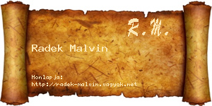Radek Malvin névjegykártya